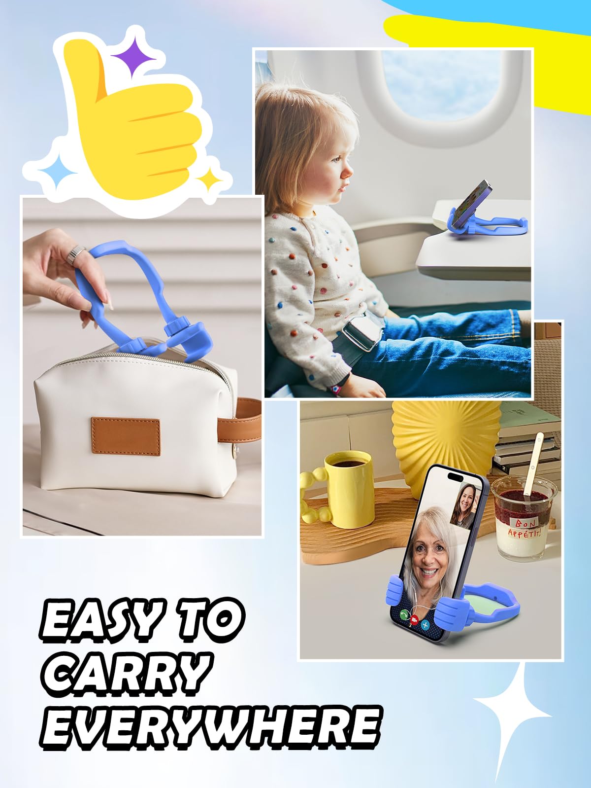 Teen Boys Gifts for Men Adults Cell Phone Stand: UPGRADE Easter Gifts for Kids Son Adjustable Lazy Thumbs Up Phone Holder for Desk Cool Gadgets Fun Gifts ideas for Him Husband Stocking Stuffers