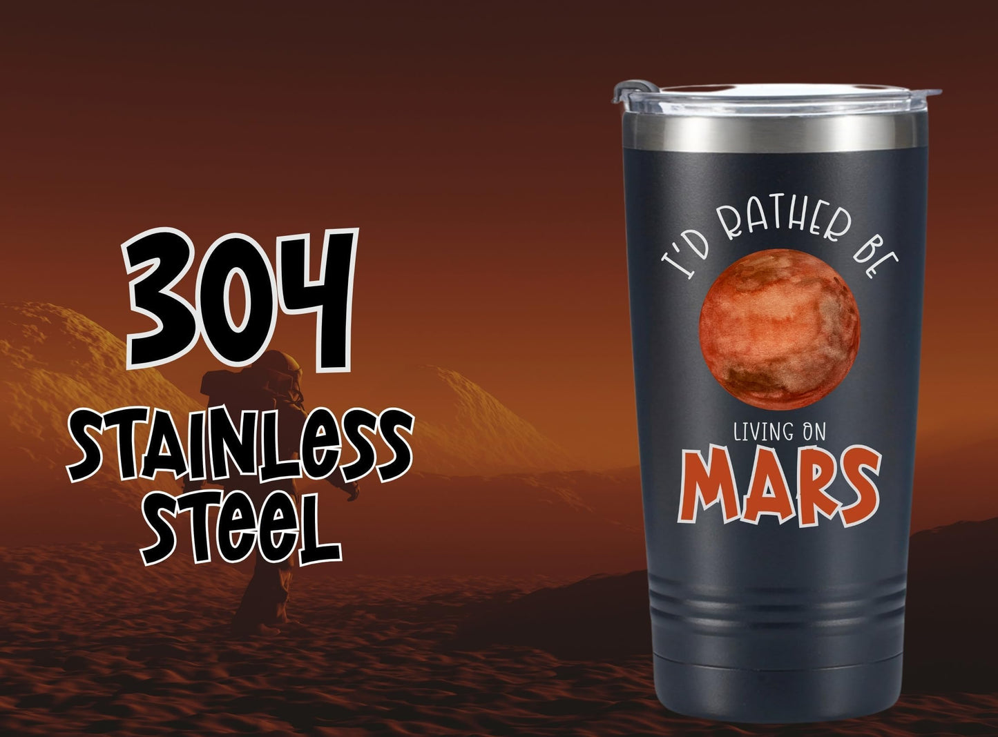 Onebttl Mars Gifts for Adults, Ideal Space, Solar System Gifts for Space Enthusiasts, Lovers on Christmas, Birthday, 20oz Stainless Steel Tumbler with Lid Straw