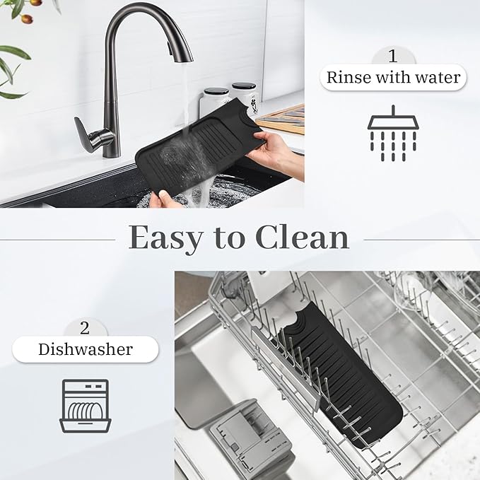 PoYang 24 Inch Faucet Mat for Kitchen Sink Splash Guard Behind Faucet, Sink