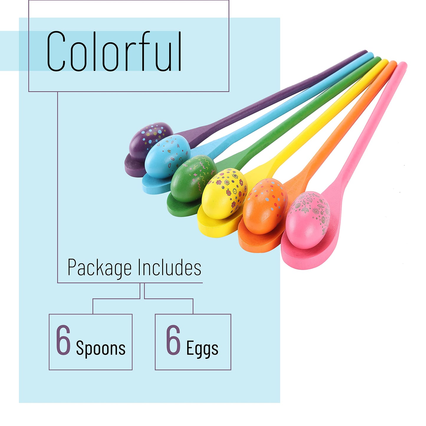 Mr. Pen- Egg and Spoon Race Game Set, 6 Eggs and 6 Spoons, Easter Party Games for Kids, Easter Egg Hunt Games, Halloween Egg and Spoon Race Game Set, Easter Egg Fillers