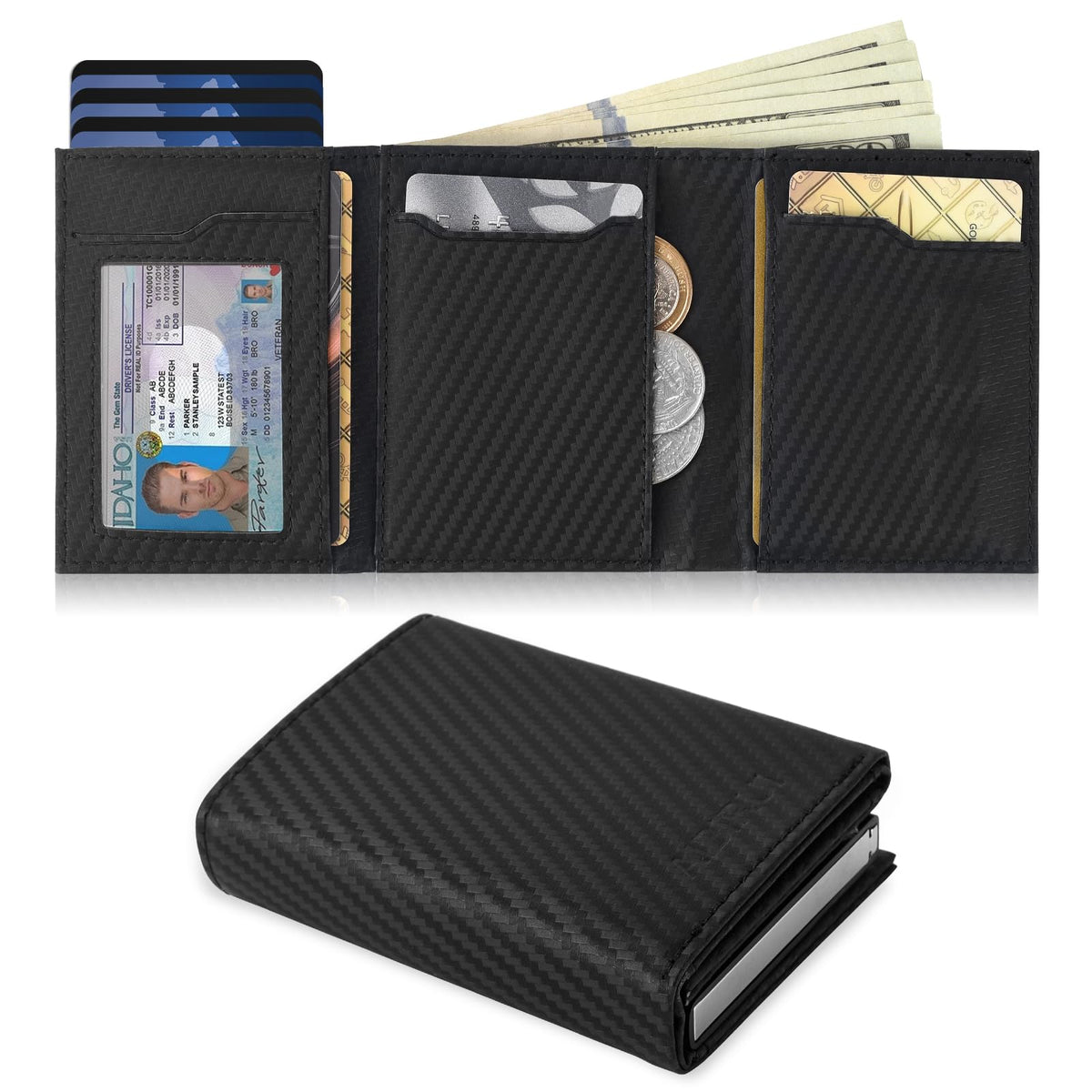 Aibirui Wallet for Men,Trifold Wallets for Men Holds 12 Cards,20 Bills,ID Window | Ridge wallets for men,Minimalist Pop Up Wallet for Men-RFID Blocking Mens Trifold Wallet(Men's Gifts)