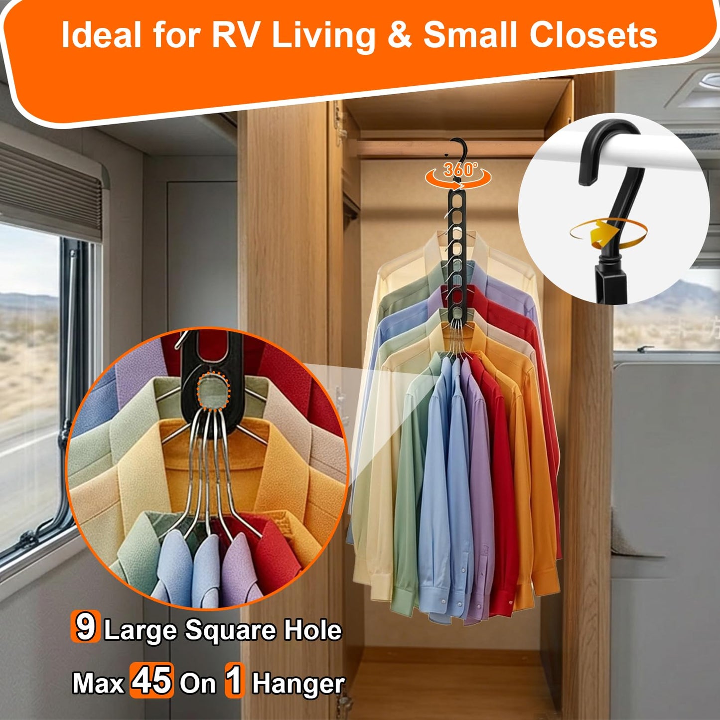 Closet Organizers and Storage,College Dorm Room Essentials,Pack of 6 Multifunctional Organizer Magic Space Saving Hangers with 9 Holes Storage Organization for Wardrobe Closet