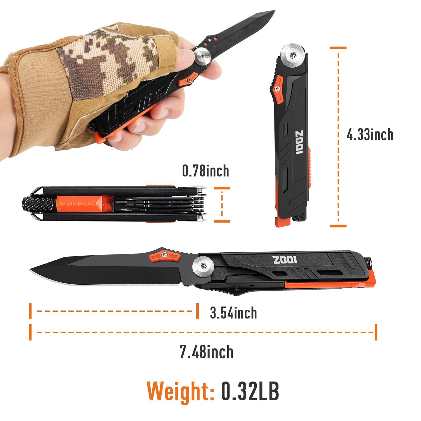ZOOI Fathers Day Mens Gifts for Husband Dad, Gifts for Men Dad, Pocket Multitool, EDC Gear, Fathers Day Dad Gifts from Daughter Son Wife, Gifts for Him Boyfriend, Pocket Tools for Fishing Camping Gear