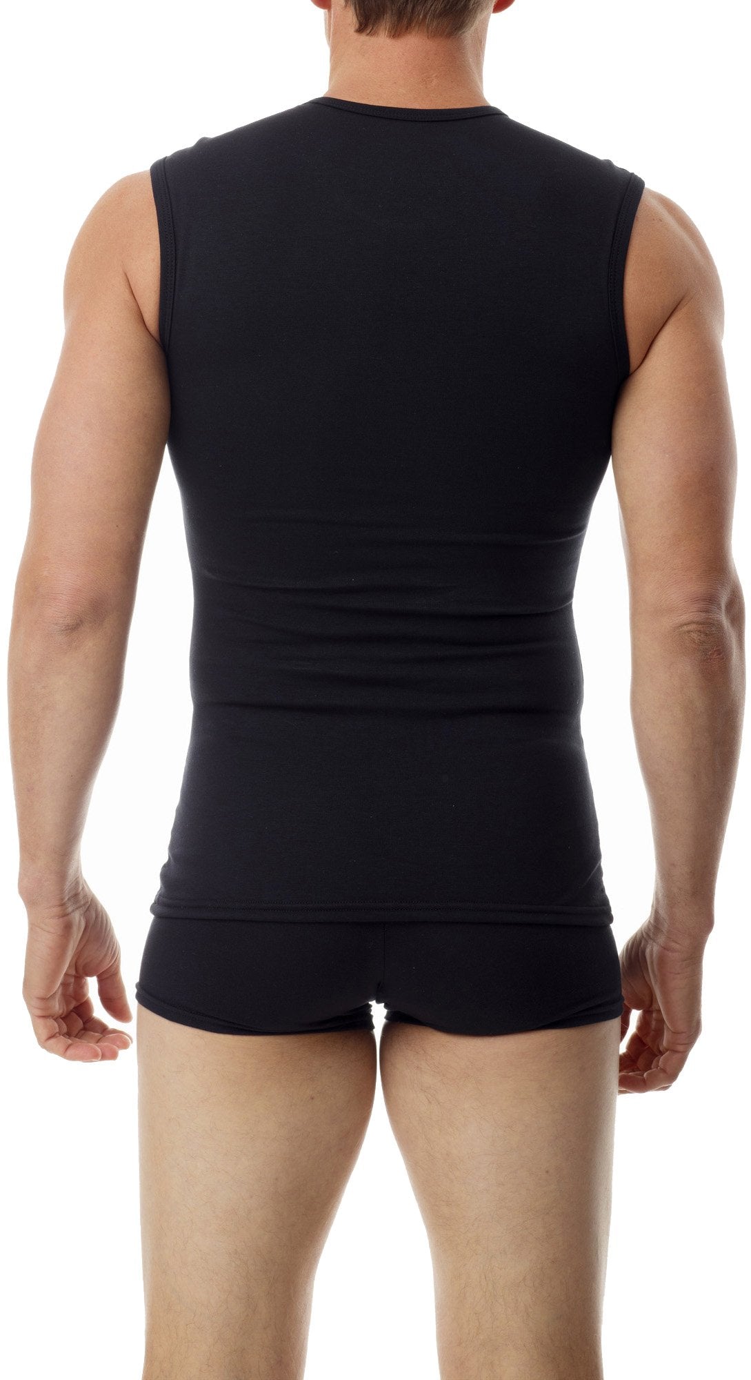 Underworks Cotton Concealer Compression Muscle Shirt Top, Medium, Black