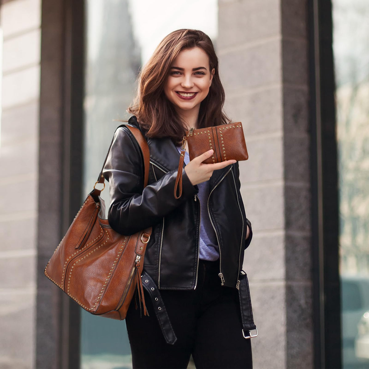 Hobo Bag for Women, Top Handle Satchel Handbags Purse and Wallet Set Ladies Chic Shoulder Purse Bucket Handbag