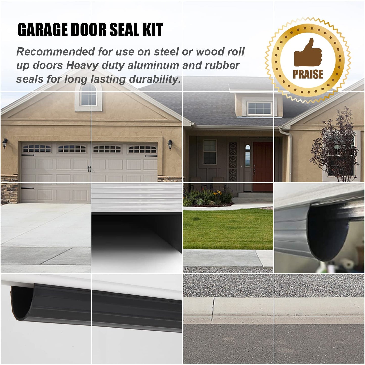 T Ends Weatherproofing Garage Door Seals Fits U-Bottom Garage Door Bottom Weather Seal,5/16" T Ends,3 1/4" Width, Replacement 16' Wide Garage Doors