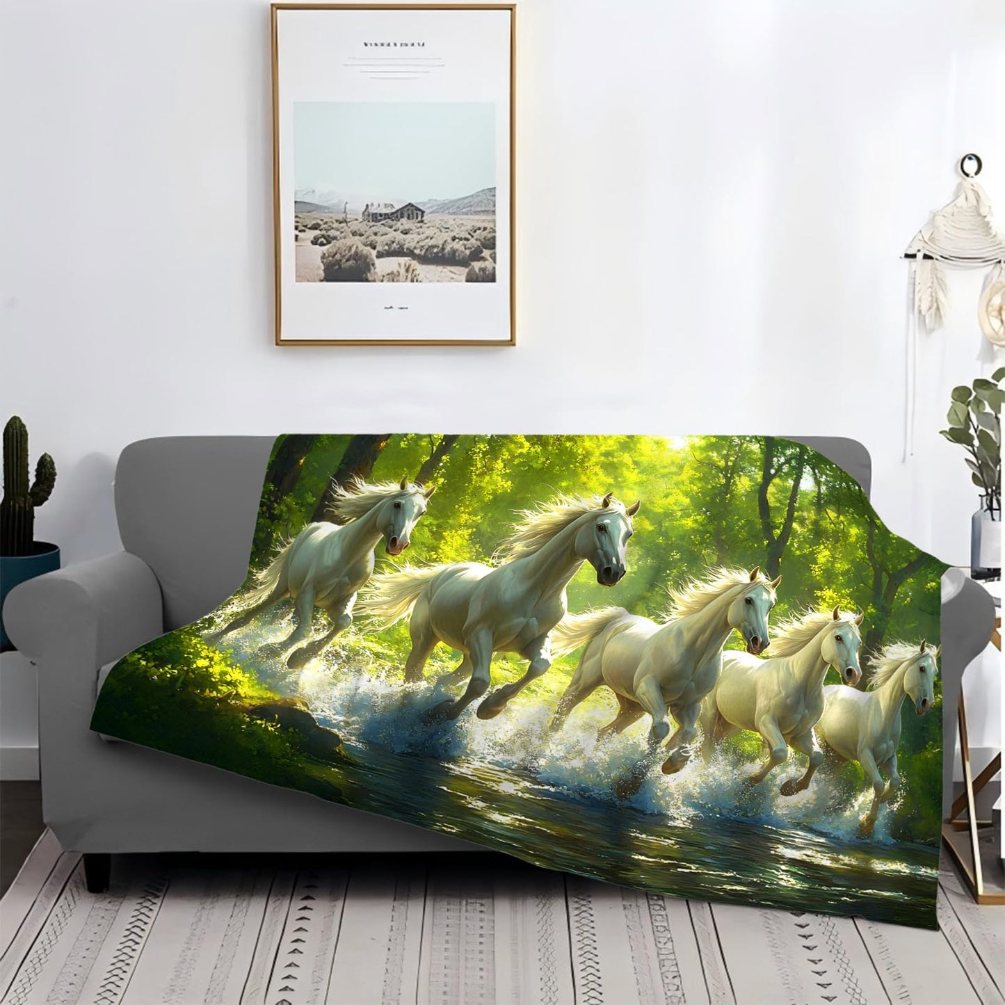 Tijuboni Horses Throw Blanket Horse Gifts for Girls Boys Women Men Kids Adults Soft Flannel Fleece Blanket for Couch Sofa Bed Home Decor 40"x50"