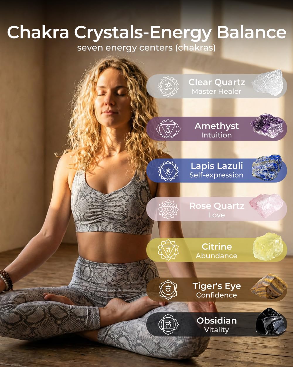 Chakra Healing Crystals Set - Crystals and Healing Stones, Chakra Bracelets, Amethyst Crystal Wand and Ball, 7 Chakra Stones Set, Energy Balance and Protection, Relief Anxiety Stress Gifts for Women