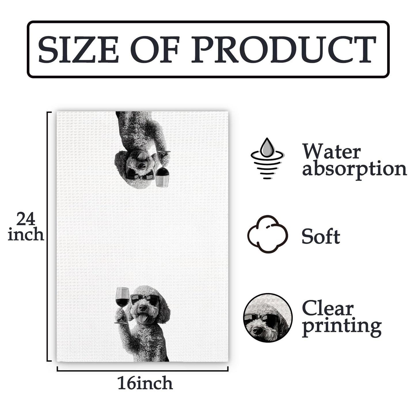 FIicy Goldendoodle Gifts Wine Kitchen Towels, Gifts for Golden Doodle Dog Wine Lovers Decorative Hand Dish Towel for Kitchen Home Bar, Funny Golden Doodle WineLover Home Bars Kitchen Decor(16x24inch)