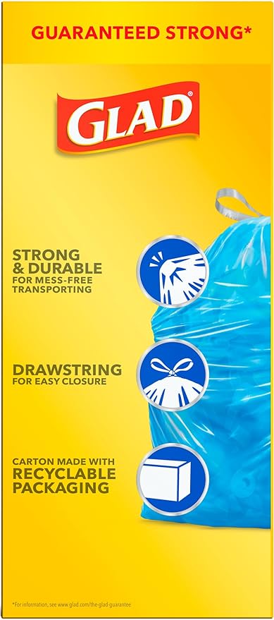 Glad 30 Gallon Garbage Bags, Large Drawstring Trash Bags