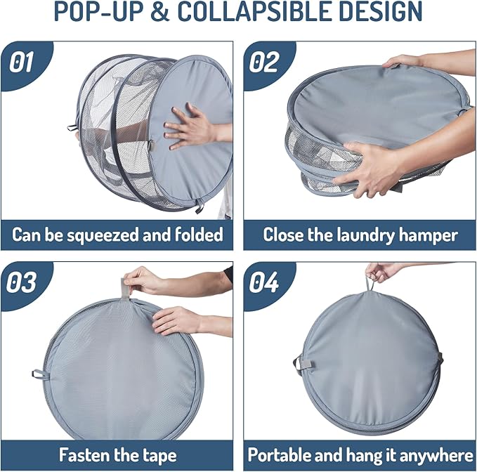 Seiritex Mesh Popup Laundry Hamper 115L Collapsible Laundry Basket Extra Large