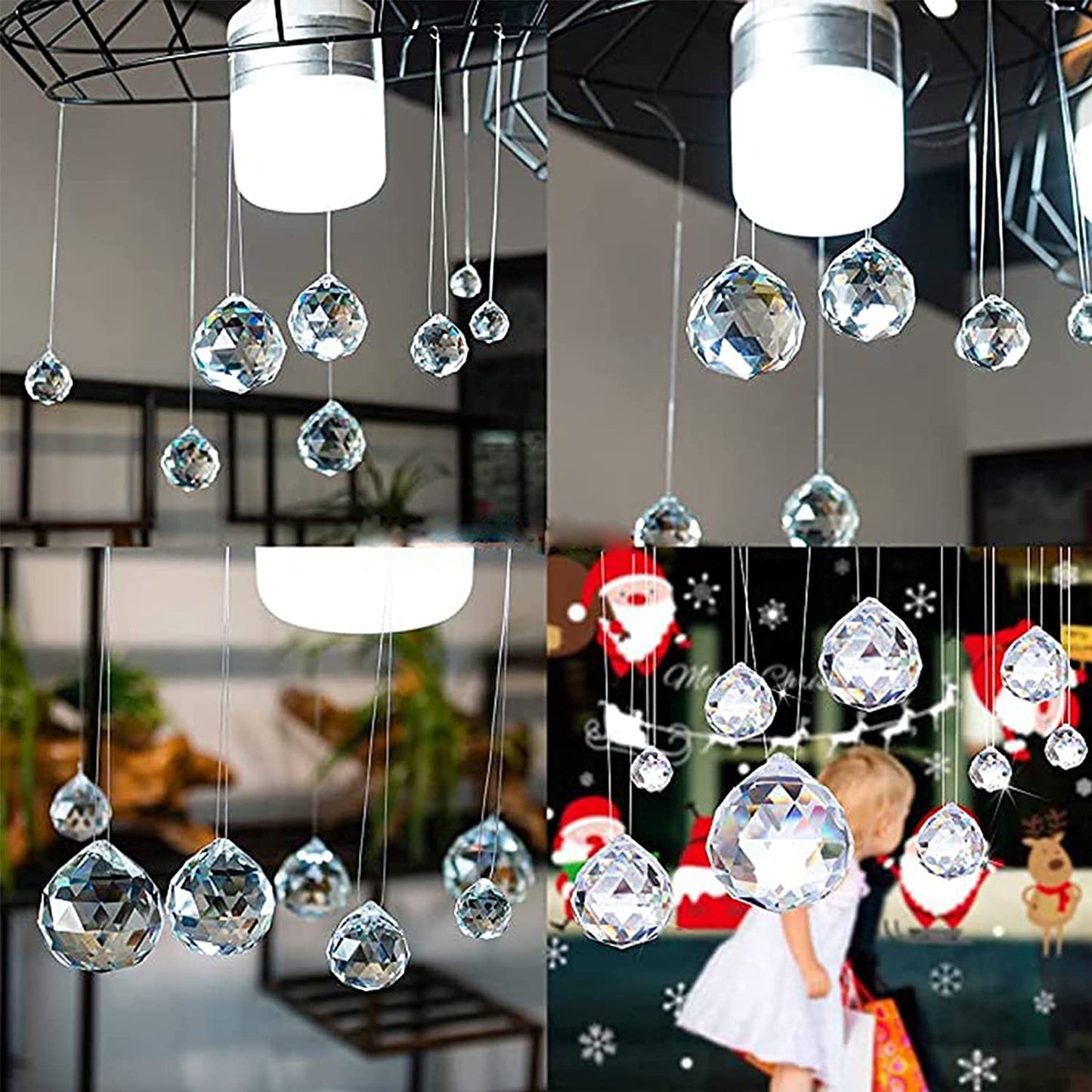 Fengshui Clear Crystal Hanging Ball with Red Thread for Good Luck & Prosperity Suncatcher Home Decor/Gifting -1pc