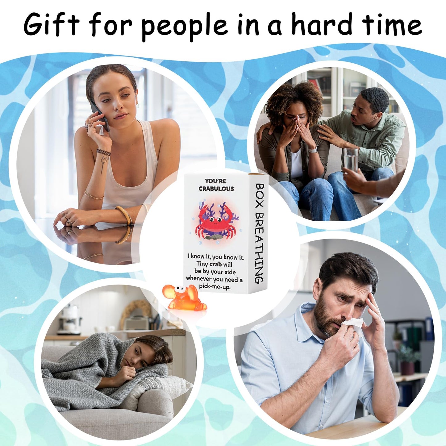 Halloscume 96 Sets Employee Appreciation Gift Box Bulk Mini Resin Sea Ocean Animals Breathing Gift Bulk Emotional Support Positive Box for Staff Coworkers Team Mental Health Care