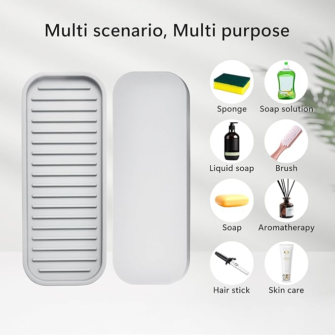 Silicone Sponge Holder Kitchen Sink Organizer Tray Dish Caddy Soap Dispenser