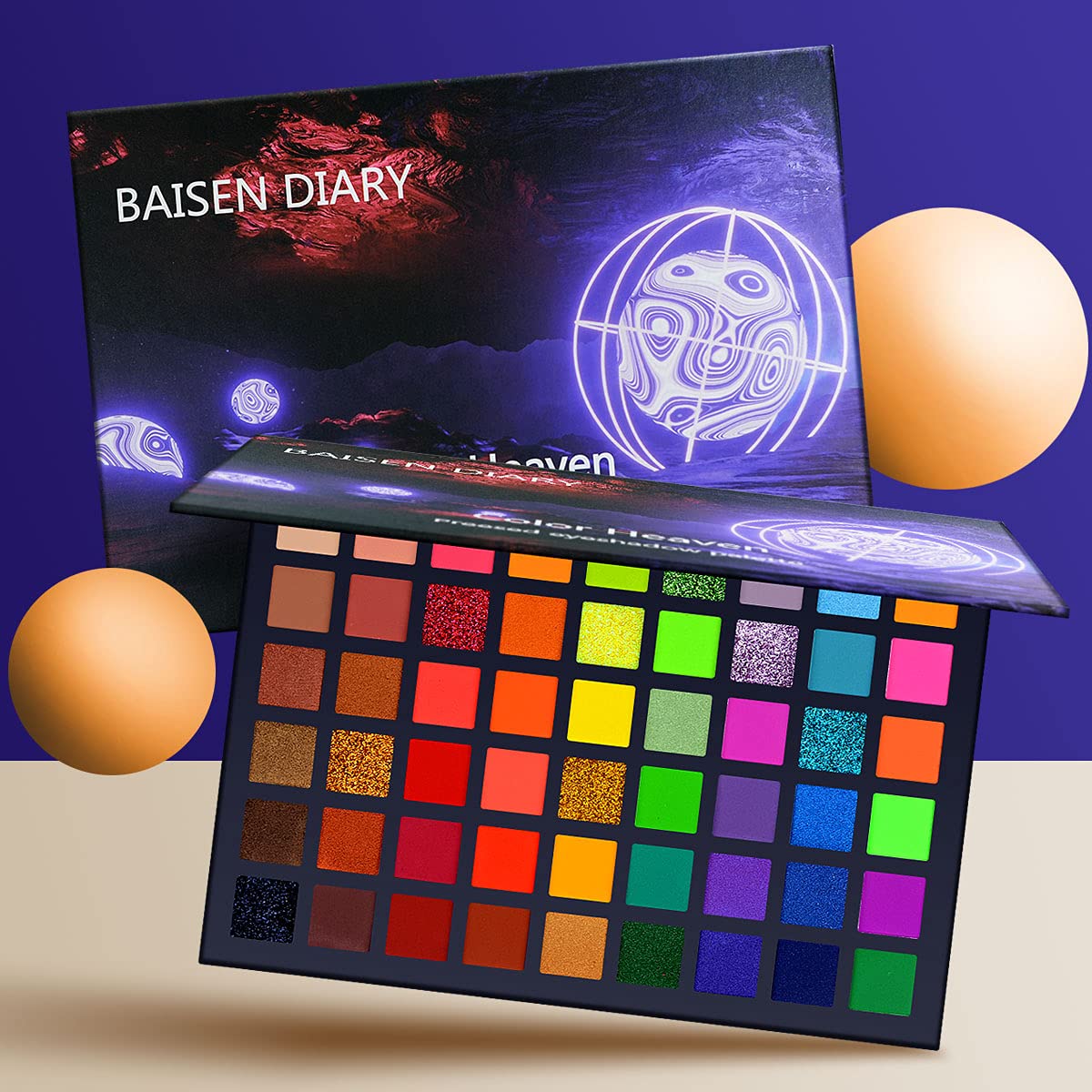 BAISEN DIARY 54 Colorful Eyeshadow Palette, Neon Green Shimmer Matte Glitter Eye Shadow Natural Naked Colors Makeup Eyeshadow Waterproof Long Lasting Highly Pigmented Gift Set Make Up Palletes