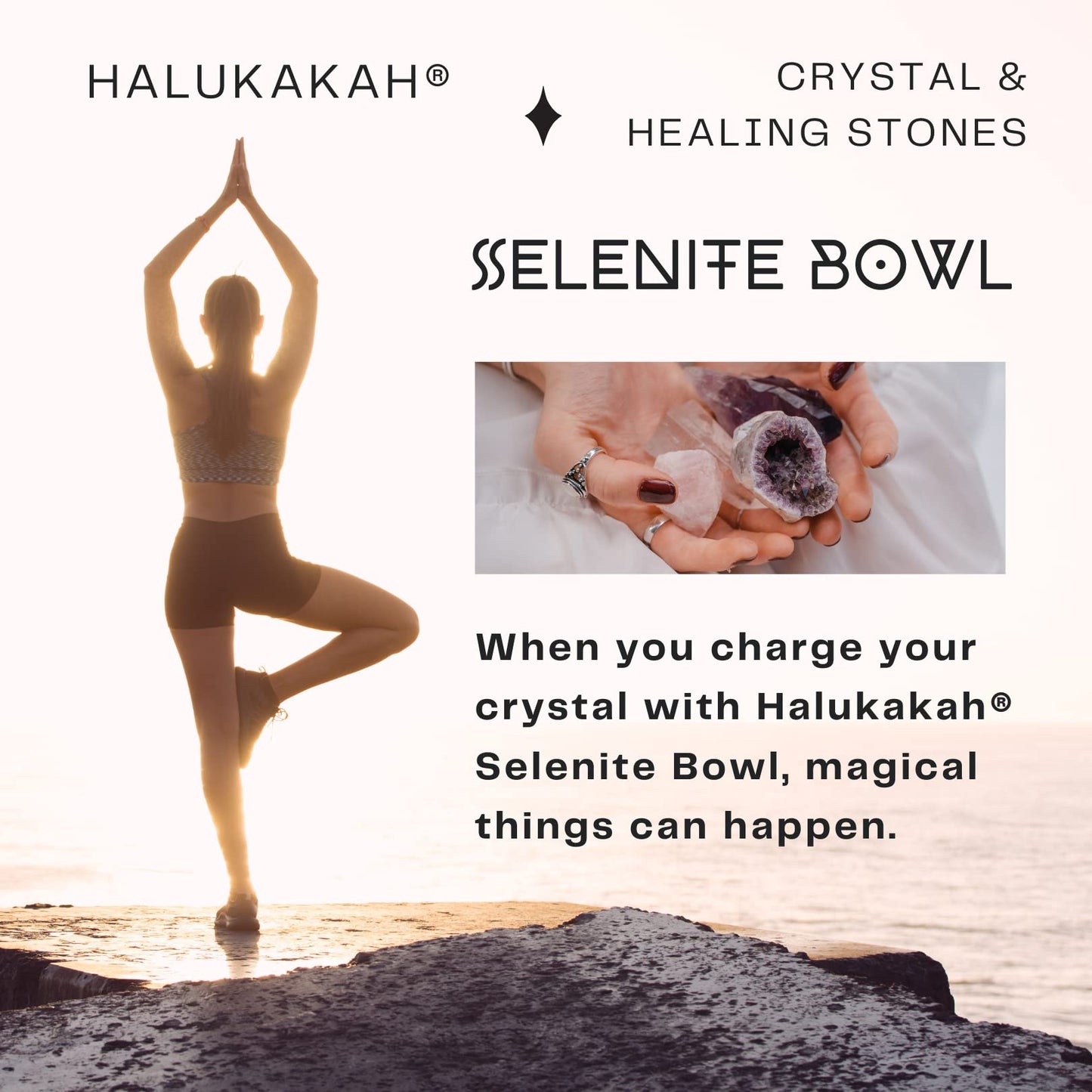 Halukakah Selenite Bowl from Moroccan - Portable Moon-Shaped Mini Plate 2.6" for Charging and Cleansing Crystals & Healing Stones on the Go