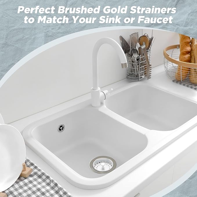 Mudder 3 Pcs Kitchen Sink Drain Strainer and Stopper Stainless Steel Garbage
