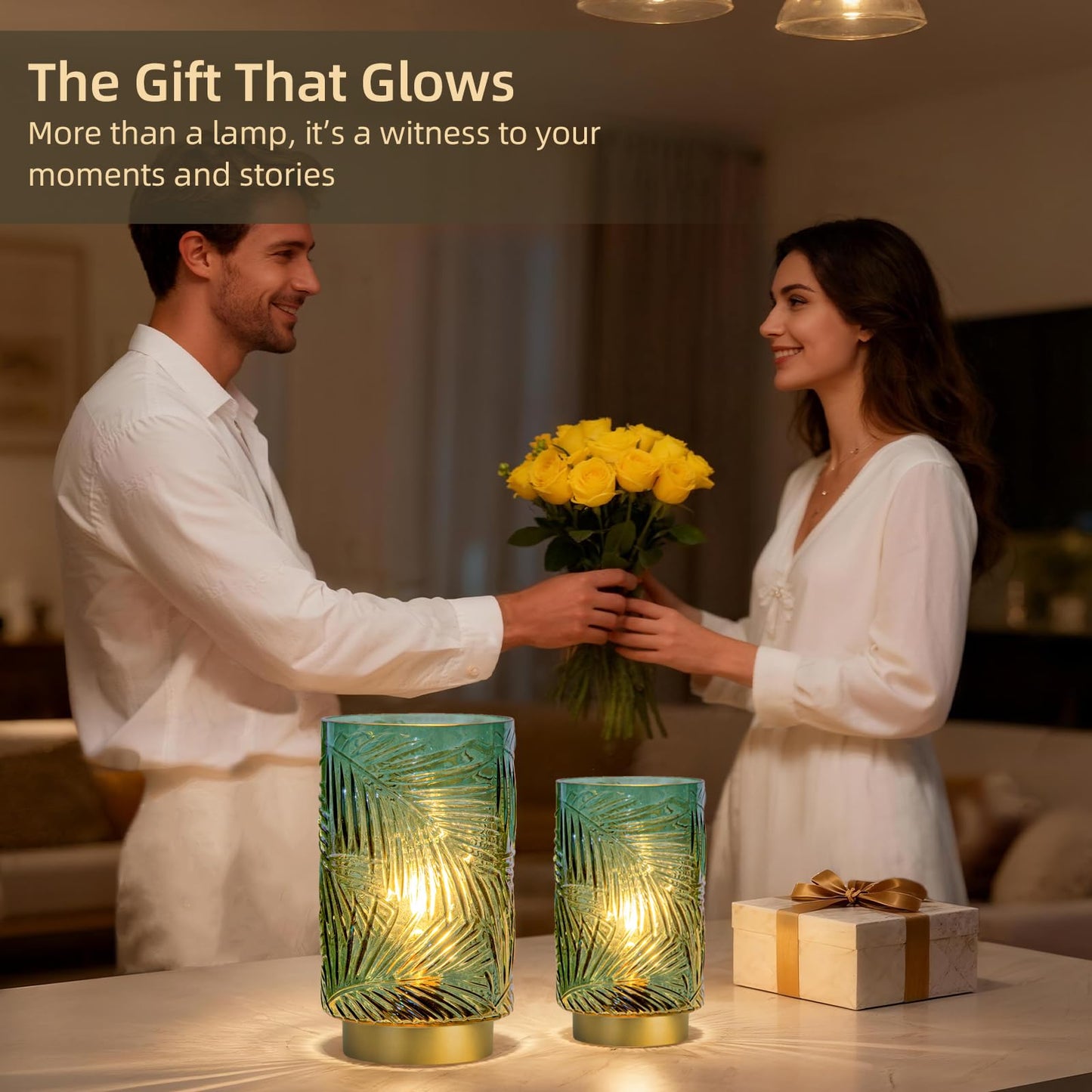 Battery Operated Table Lamp, Cordless Lamps for Home Decor, Battery Powered Nightlight with LED Bulb with Timer, Decorative Lights for Living Room Bedroom Tabletop Entryway Centerpiece Gift(L Green)