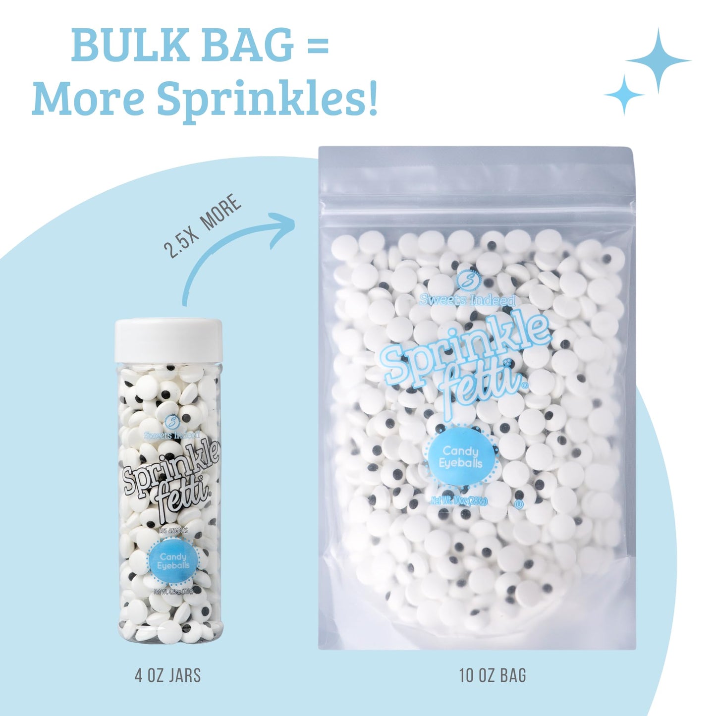 Sweets Indeed, Sprinkles, Bulk, 10 ounce, Edible Sprinkle Mix, Perfect for Cake Decorations, Baking, Ice Cream, Cookies, Cupcake Topper (Candy Eyeballs)