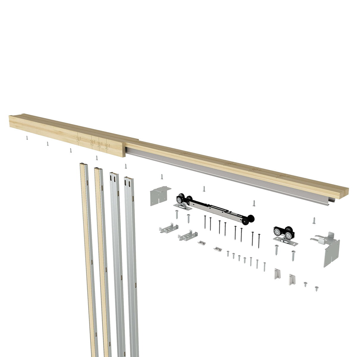 JUBEST Pocket Door Frame Kit With 88LBS Two-Way Soft-Close Mechanism, Smoothly and Quietly, Easy to Install Hidden Kit, for 24" to 36"x80" Door, Durable and Stylish
