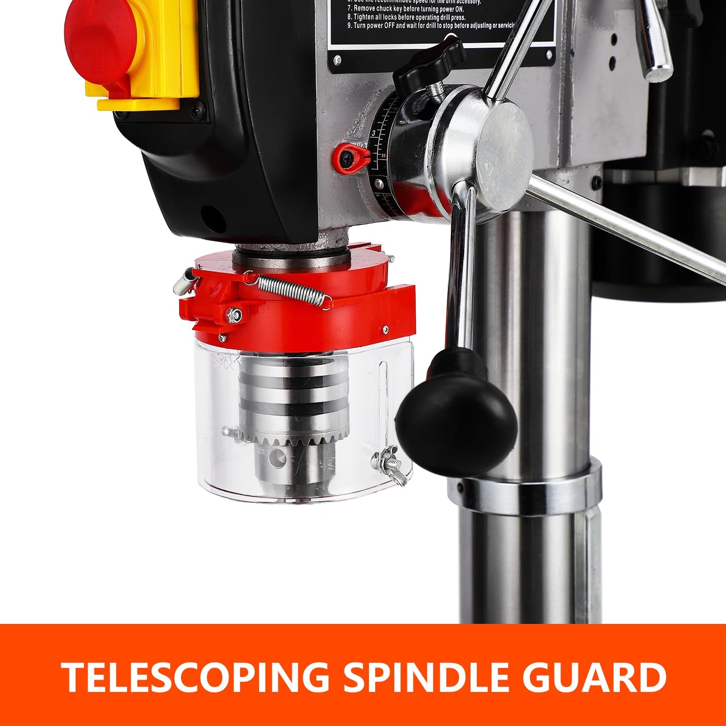 13 in Floor Drill Press, 7.5 Amp 120V Pure Copper Motor, 288-3084 RPM Variable Speed Cast Iron Bench Drill Press, 0-45° Tilting Worktable, Tabletop Drilling Machine for Wood Metal
