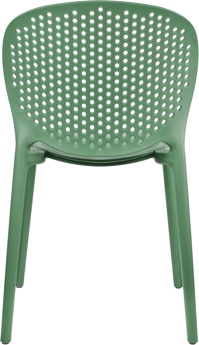 2xhome Set of 4 Patio Dining Chairs | Modern Stackable Outdoor Pool Side Chair | Weather Resistant Plastic for Yard, Porch, Balcony, Kitchen, Green