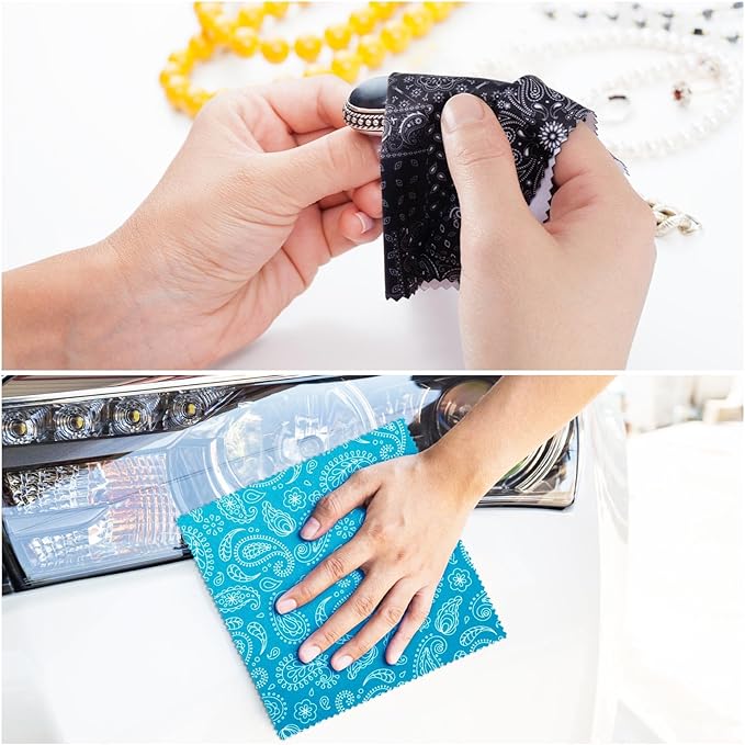 24 Pcs Microfiber Cleaning Cloth Paisley Elegant Flowers Design Glasses