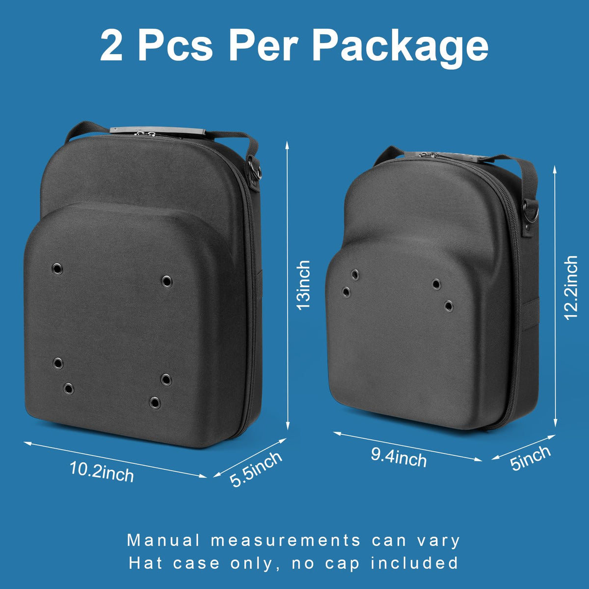 Epesoware Pack of 2 Hat Travel Hard Cases for Baseball Caps - Favorable Hat Storage Organizer with Carrying Handle, Shoulder Strap and Luggage Strap, Protect Up to 10 Hats for Travel Home