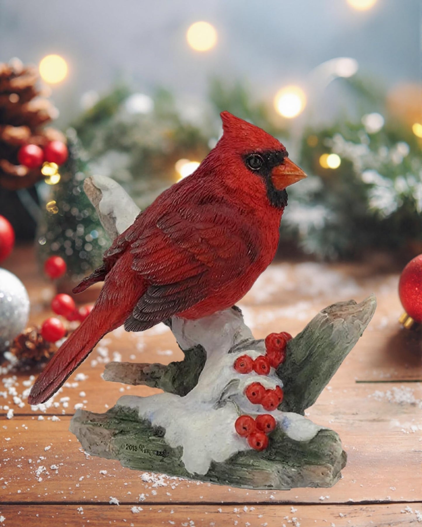 YABINA 4.25 Inch Cardinal Bird on Snowy Branch Decorative Figurine, Red (Cardinal Bird on Snowy)