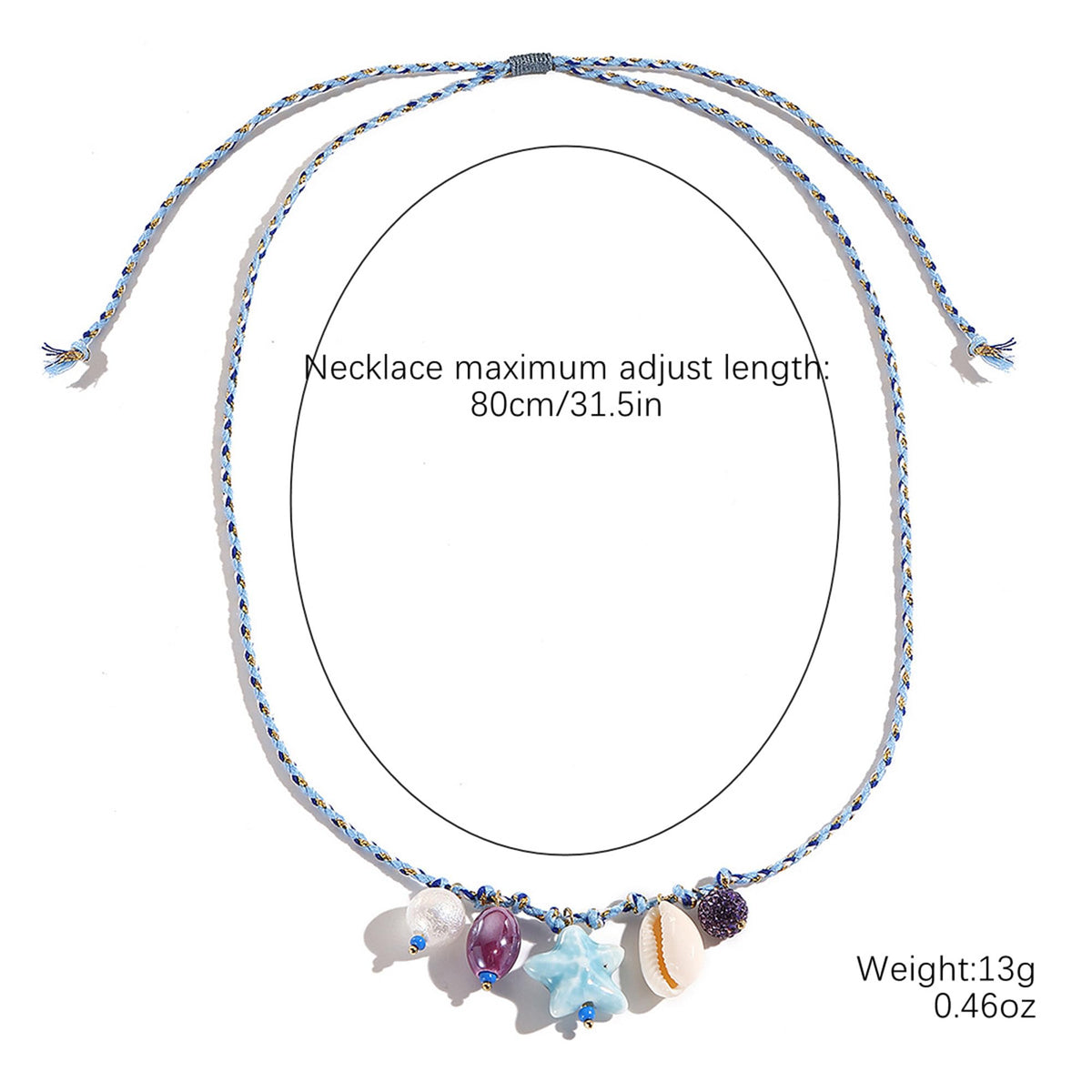 JAGWQRK Starfish Shell Charm Necklaces for Women Boho Adjustable Beaded Fish Shell Charm Necklace Hawaiian Summer Beach Surfe Party Present Jewelry