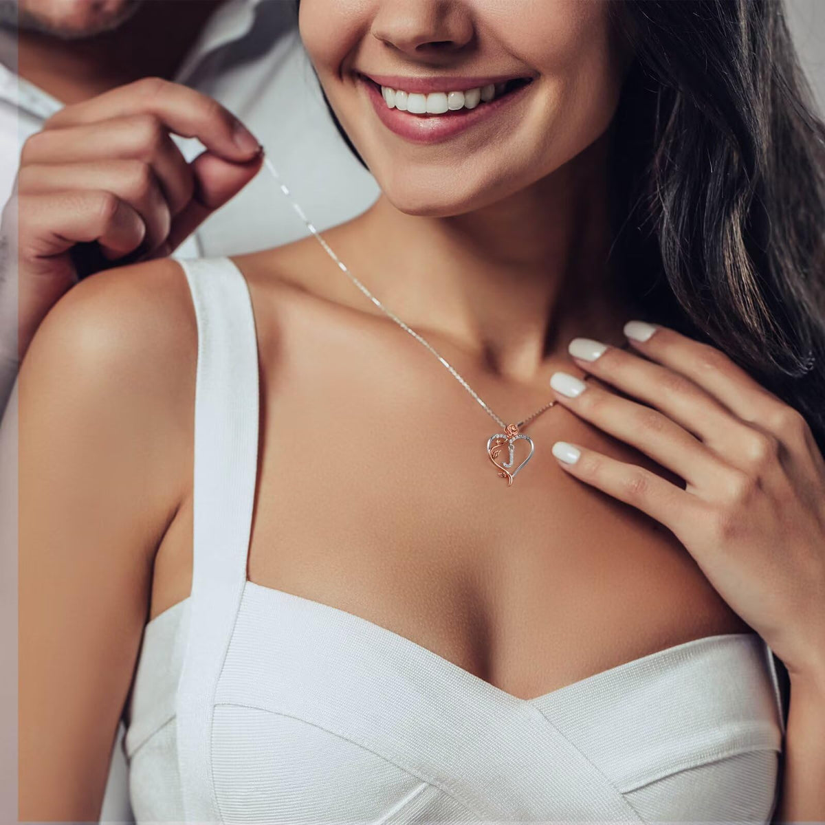 Iefil Necklaces Gifts for Women - Anniversary Birthday Gifts for Women, Gift for Wife, Gift for Mom/Daughter/Sister | Rose Heart Necklaces, Initial A