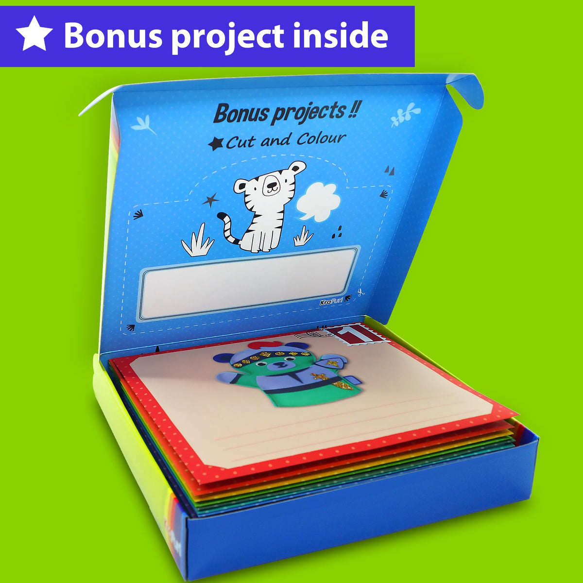 KRAFUN Toddler Art and Craft Kit, Preschool Educational Activities with 10 Envelope Projects - Origami, Puppets, Lacing & Pompoms, Creative DIY Gifts for Boys and Girls Ages 3-5