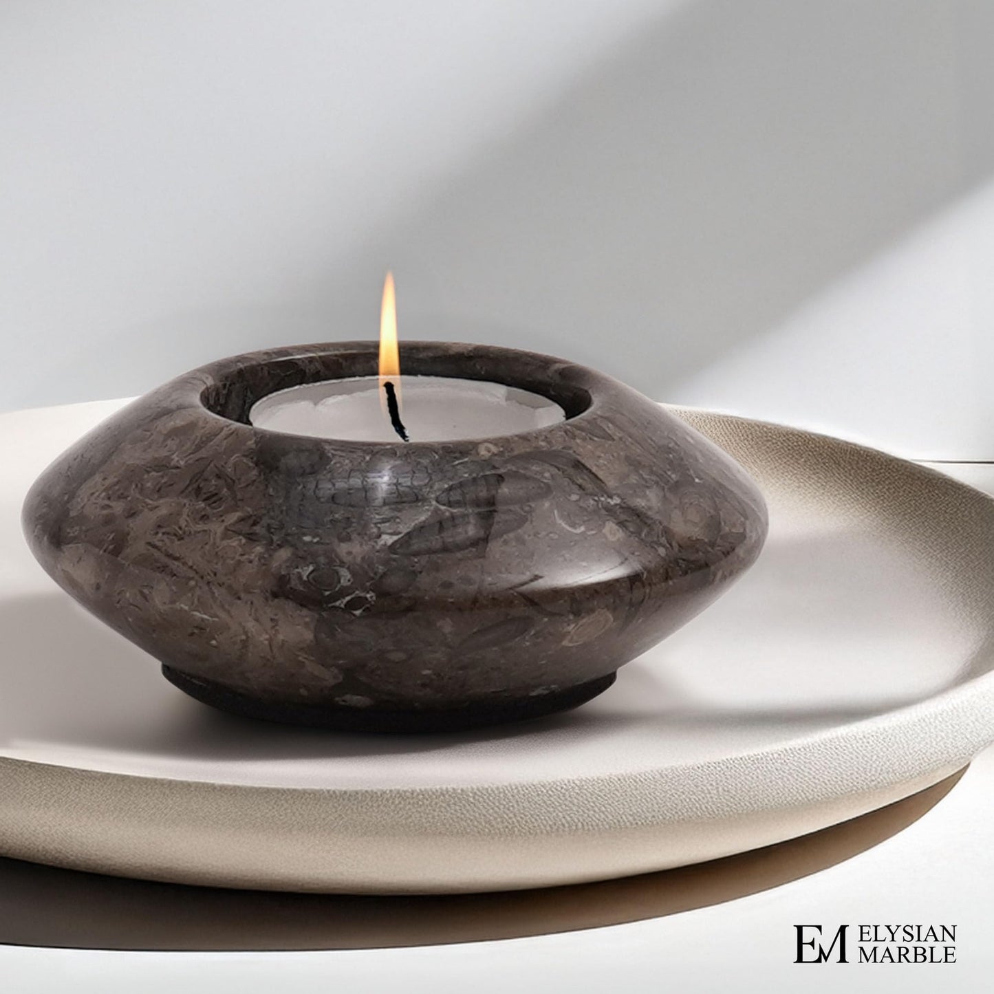 Tea Light Candle Holders Set of 3 – Handcrafted Natural Marble Tealight & Votive Holders in Graduated Sizes (4", 3.5", 3"), Decorative Stone Candle Holders for Home Décor & Table Centerpieces
