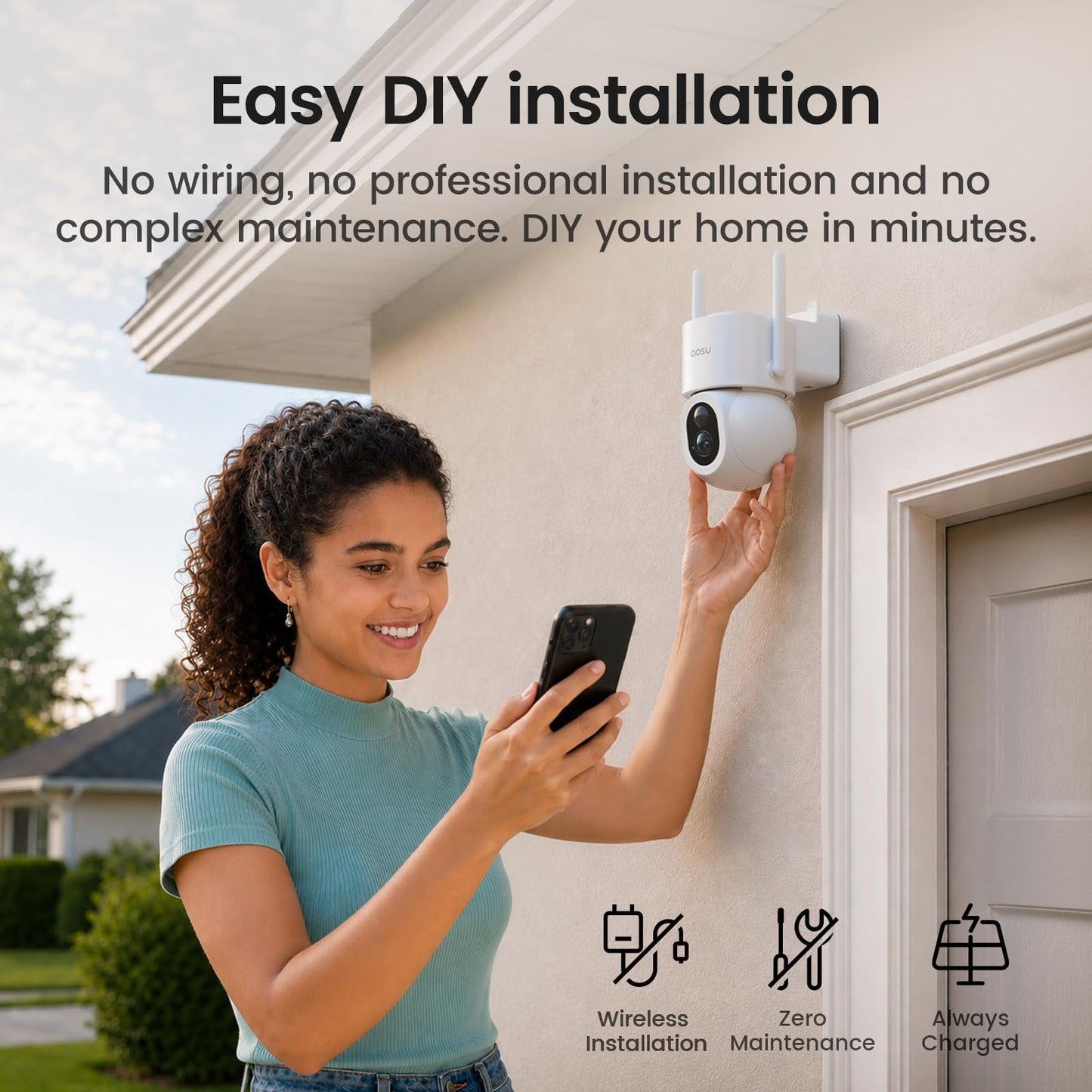 aosu SolarCam D1 Max 4-Cam Kit, 4K Solar Security Cameras Wireless Outdoor, 360° PTZ Auto Tracking & Vehicle Detection, Color Night Vision, No Subscription Required, 1TB Expandable Storage