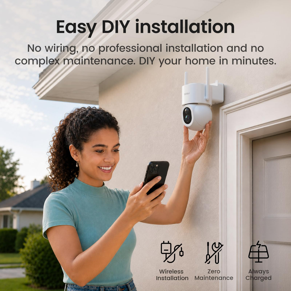 aosu SolarCam D1 Max 2-Cam Kit, 4K Solar Security Cameras Outdoor Wireless, 360° Pan & Tilt Coverage, Auto Tracking, Color Night Vision, No Subscription Required, Local Storage up to 1TB