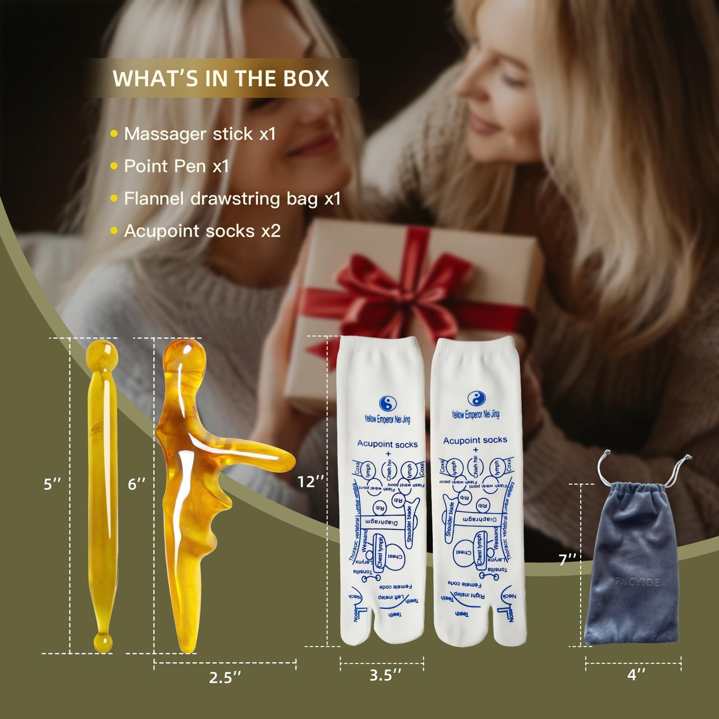 PNCYIOE Reflexology Foot Socks with Triangular Acupressure Massage Tool Set - Plantar Fasciitis Relief for Heel Pain, 2026 Gift Package Joint Massager