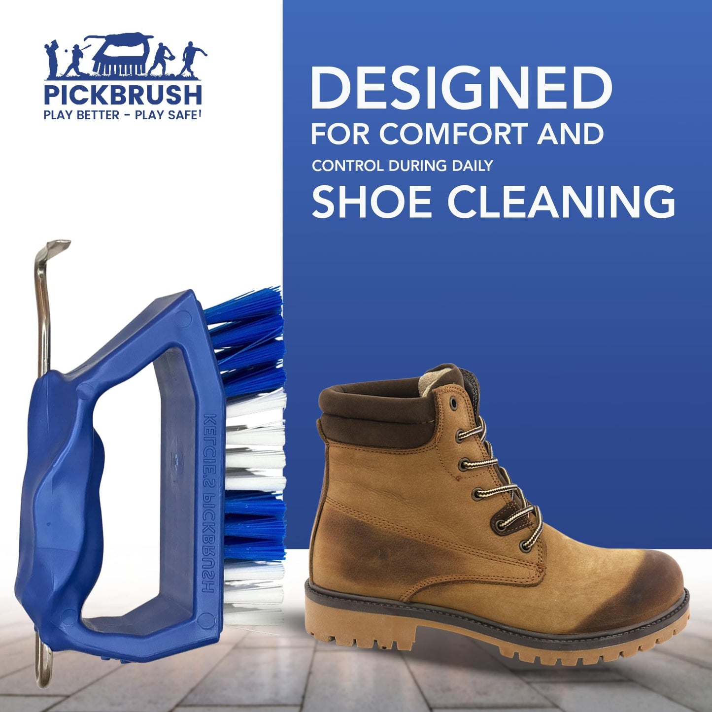 Kelcie's Handheld Shoe Cleaning Brush with Pick for Cleaning Mud Off Shoes in Minutes - Boot Brush & Cleat Cleaner for Golf, Soccer & Other Outdoor Footwear - Heavy-Duty Stiff Bristles Boot Scrubber