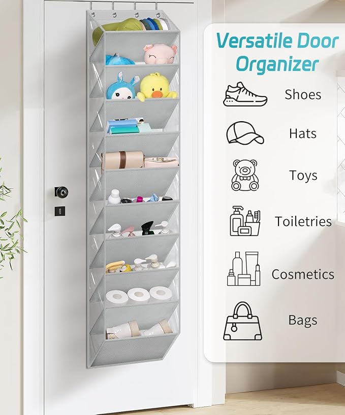 AOODA 10 Tier Clear Over the Door Shoe Organizer Storage, Deep Pockets Large