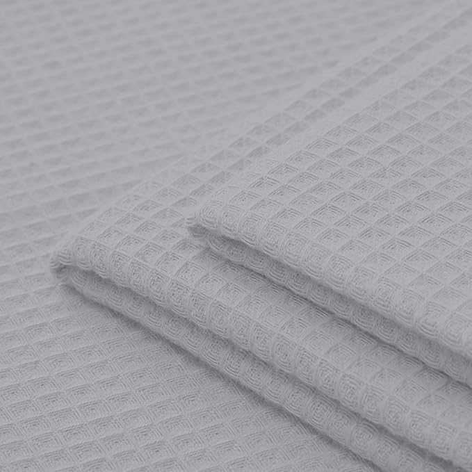 Encasa XO Kitchen Dish Towels Set | Light Grey | Waffle Weave and Flat Hand Tea