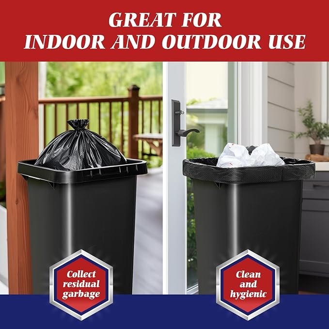 Teivio Large Black Trash Bags 40-45 Gallon 200 Counts Multipurpose Trash Bags