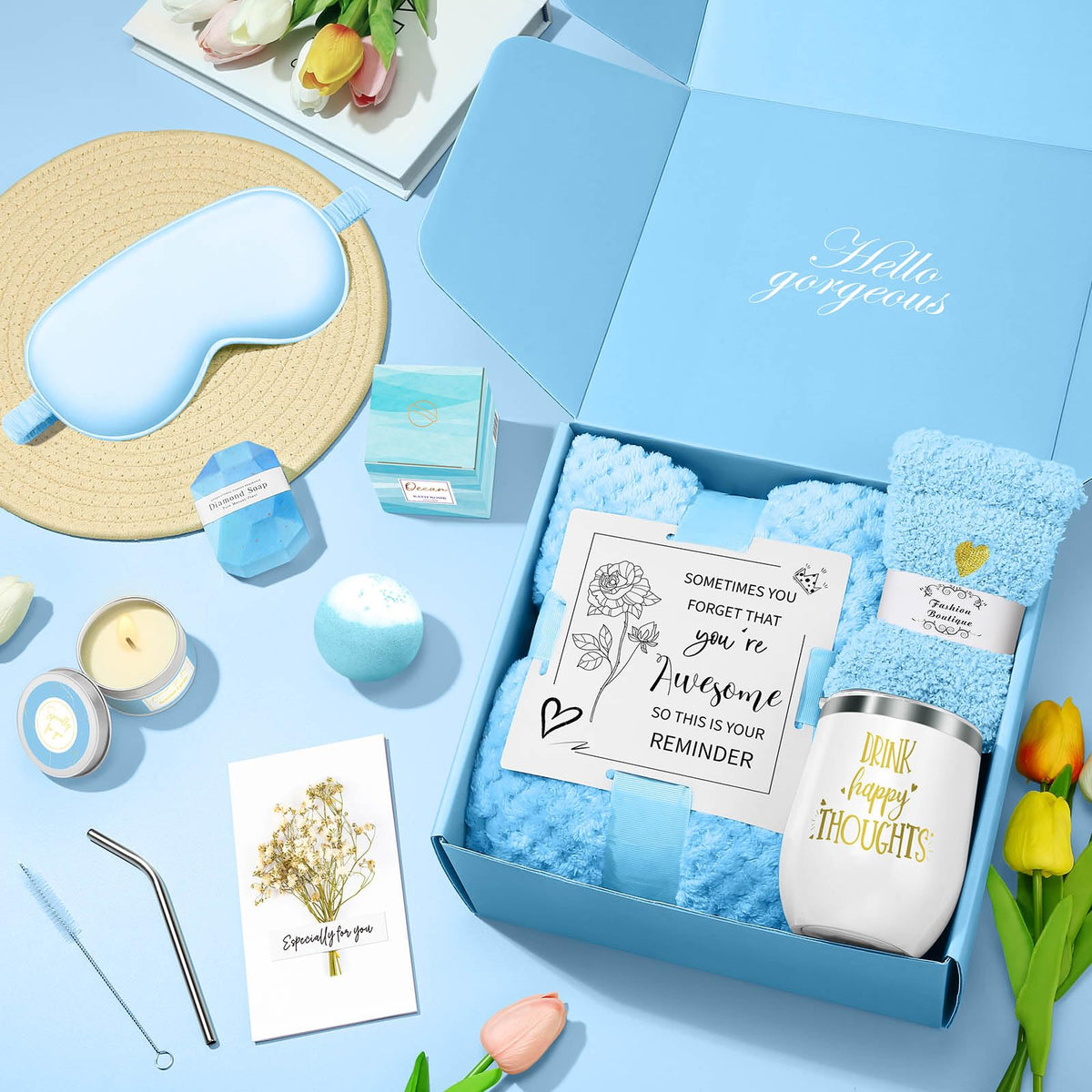 Mothers Day Gifts for Mom Wife Grandma Daughter Friends Sister, Happy Birthday Gifts for Women Mom Her Friend Sister Wife Grandma, Self Care Gift Get Well Relaxing Spa Gift Basket Set