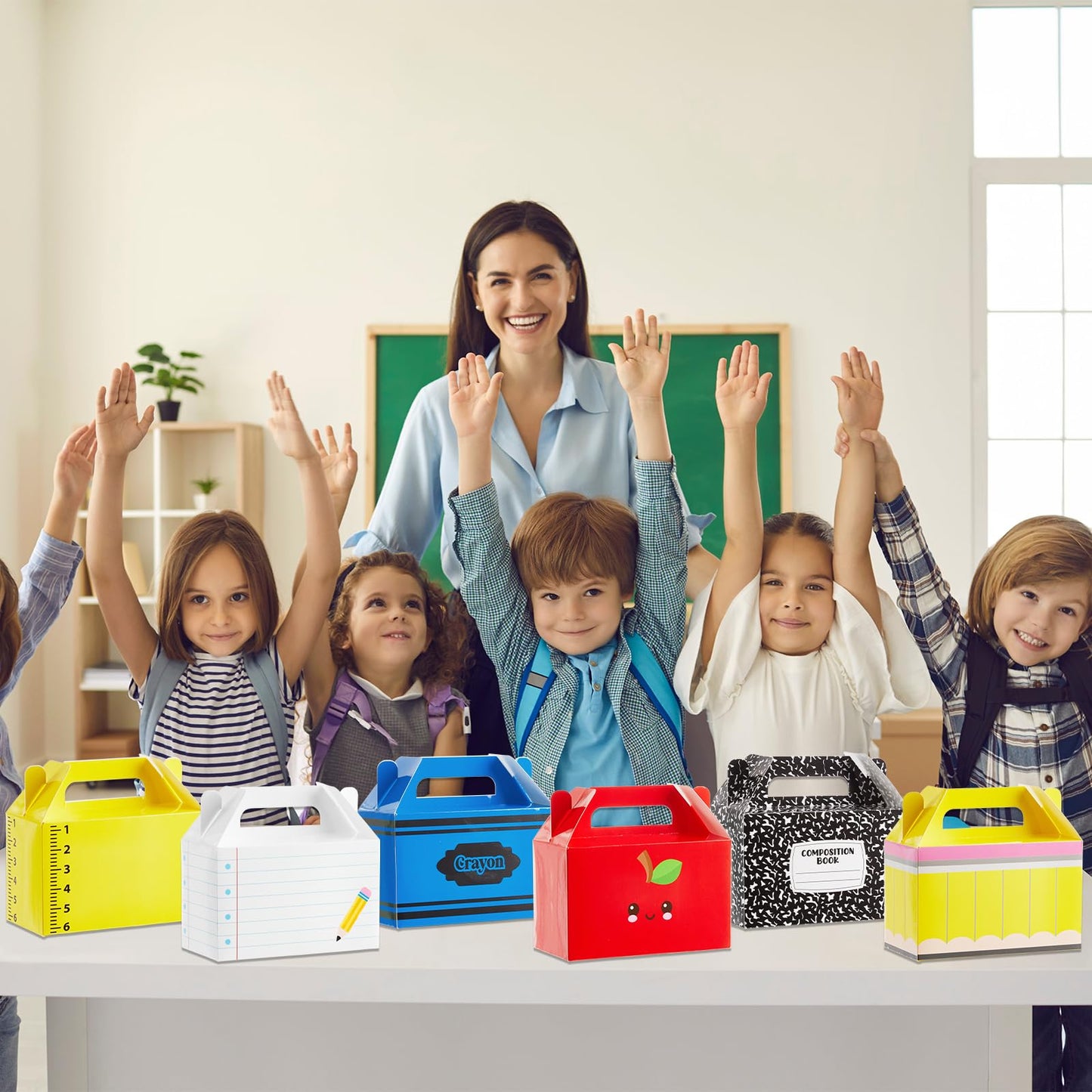 24Pcs Back to School Gift Boxes First Day of School Party Treat Boxes Pencil Crayon Apple Goodie Candy Box Teacher Appreciation Party Favor for Student Preschool Kindergarten Classroom Decorations