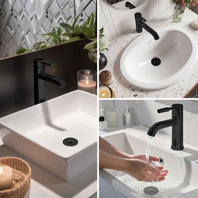 Hibbent 2 Pack 3 in 1 Bathroom Sink Drain Strainer, Universal Pop Up Stopper