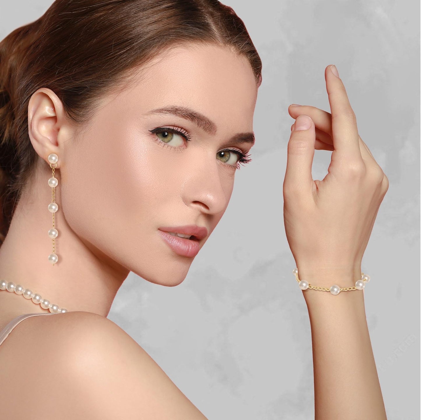 Liliaafar 24 Pcs 8 Set Jewelry Bridesmaid Gift Pearl Set Pearl Bracelet & Earrings, Jewelry Pouch with Bow Tie I Couldn't Tie The Knot Without You Wedding Bridal Shower Party Favor(Black)