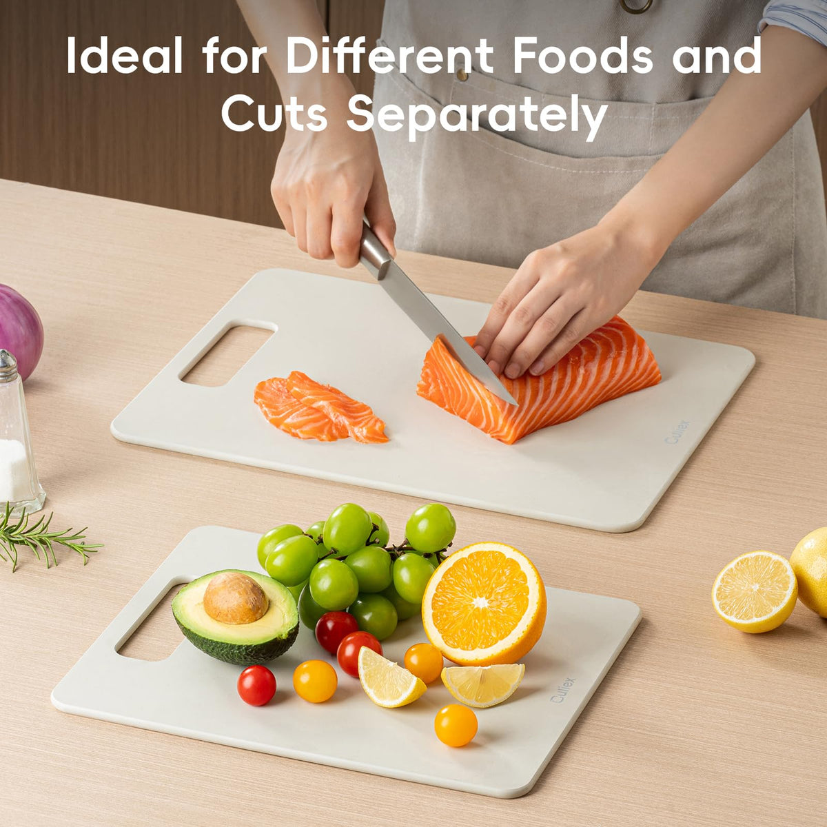 Wood Fiber Cutting Board Set of 2, Dishwasher Safe, Non-Toxic Cutting Board for Kitchen, BPA Free, Non-Slip, Non-Porous Composite Chopping Board, Mothers Day Gifts for Mom
