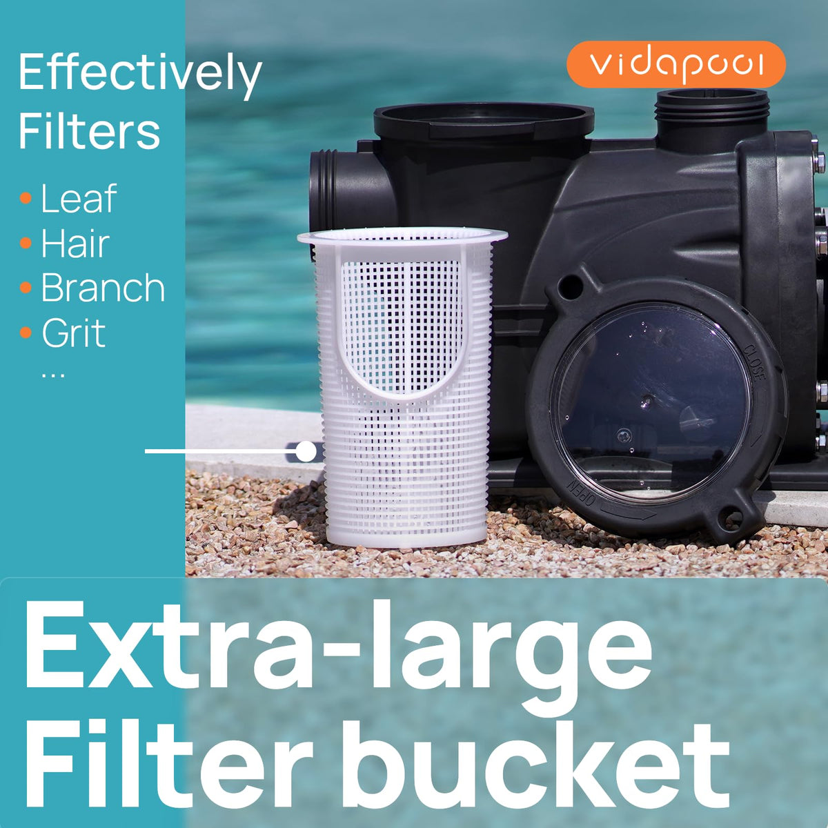 VIDAPOOL In/Above Ground Pool Pump Self Primming High Flow,Matta Black