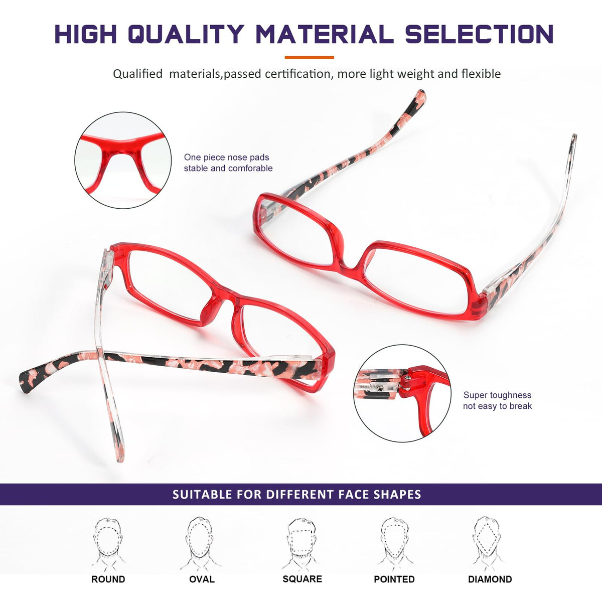 kunchu 5 Pack Reading Glasses for Women - Blue Light Blocking Spring Hinge Computer Readers Anti Glare UV Eyeglasses (MIX2, 1.5)