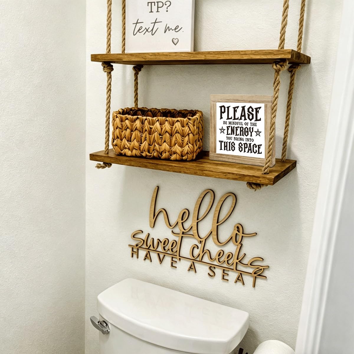 Please Be Mindful of The Energy You Bring into This Space Sign, Country Style Wooden Box Sign, Interesting Home Decoration for Desktop Shelf Gift for Friends 5.9X5.9X0.7 inches