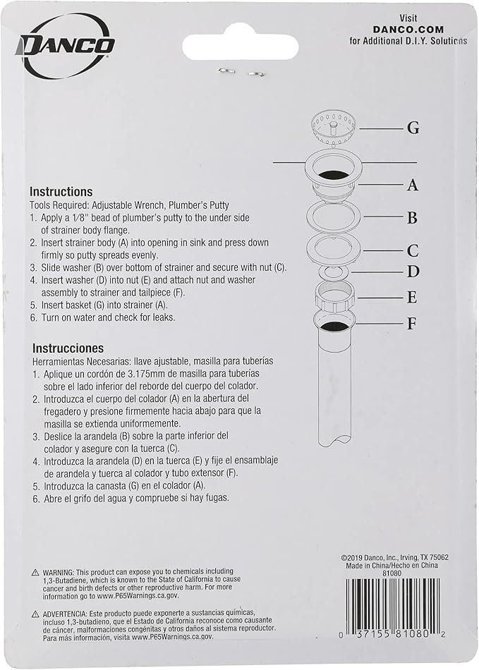 Danco 81080 Sink Strainer Nut and Washer Set