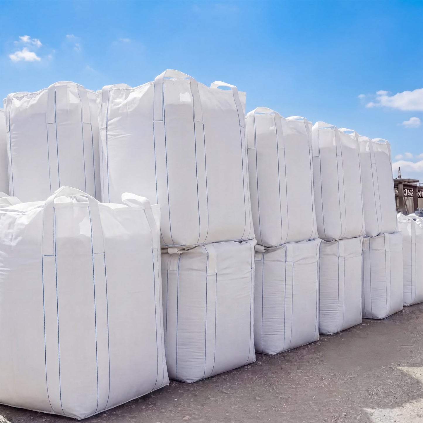 Aliceset 2 Pcs FIBC Sack Bag Bulk 1.5 Ton Bag 3300lbs SWL 35"L x 35"W x 43"H Heavy Duty Large Sand Sacks with Duffle Bottom Handle Polypropylene for Industrial Agriculture Transport Construction